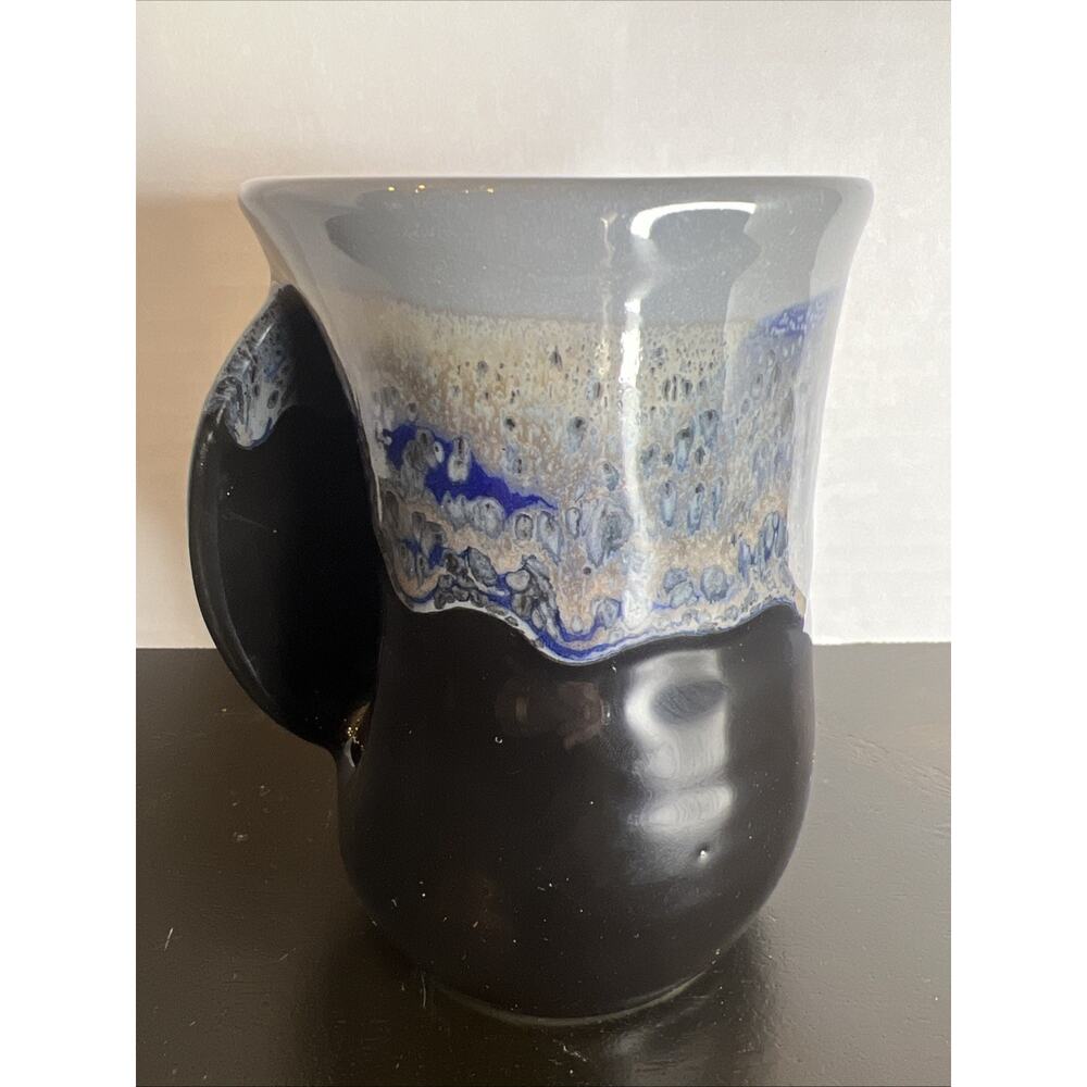 Neher Pottery Right Hand Mug Cup Blue Black Signed With USA Label 2020